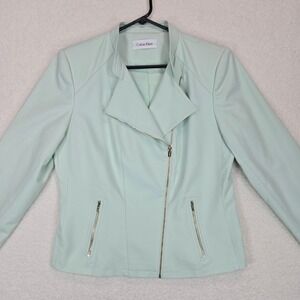 Calvin Klein Asymmetrical Moto Zip Jacket Size S Light Green